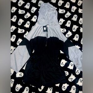 Gray and Black Hooded Romper